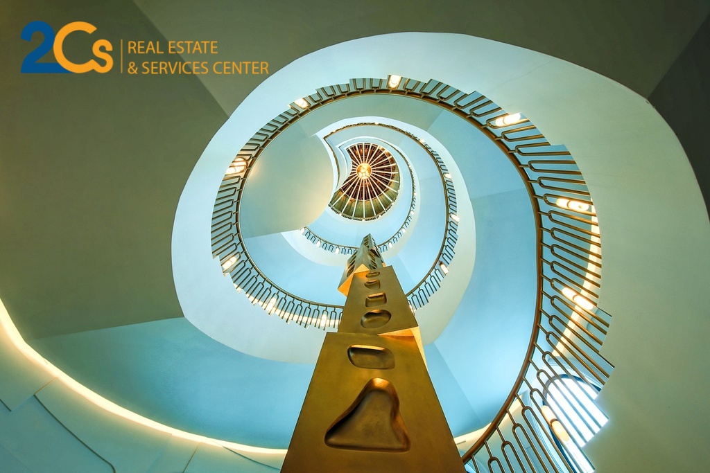 Thiết kế ấn tượng tại cầu thang bộ dẫn du khách vào cuộc thưởng lãm kiến trúc - hội họa